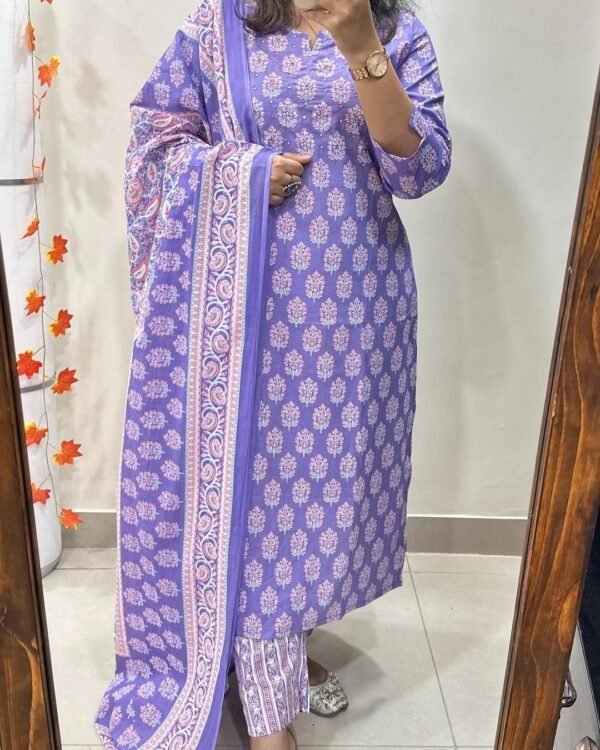 Floral Print Kurta Set, Salwar & Dupatta