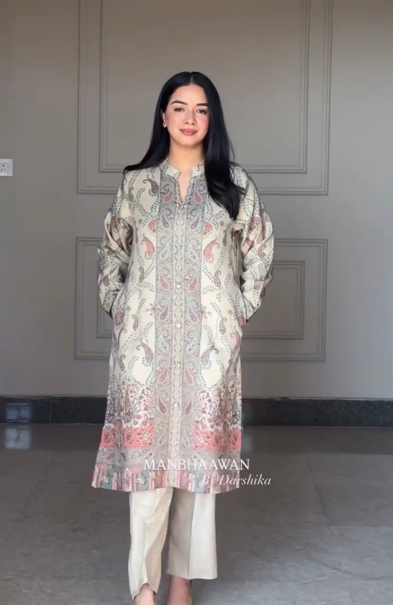 Long 3 Piece Pashmina With Printed Dupatta - Image 4