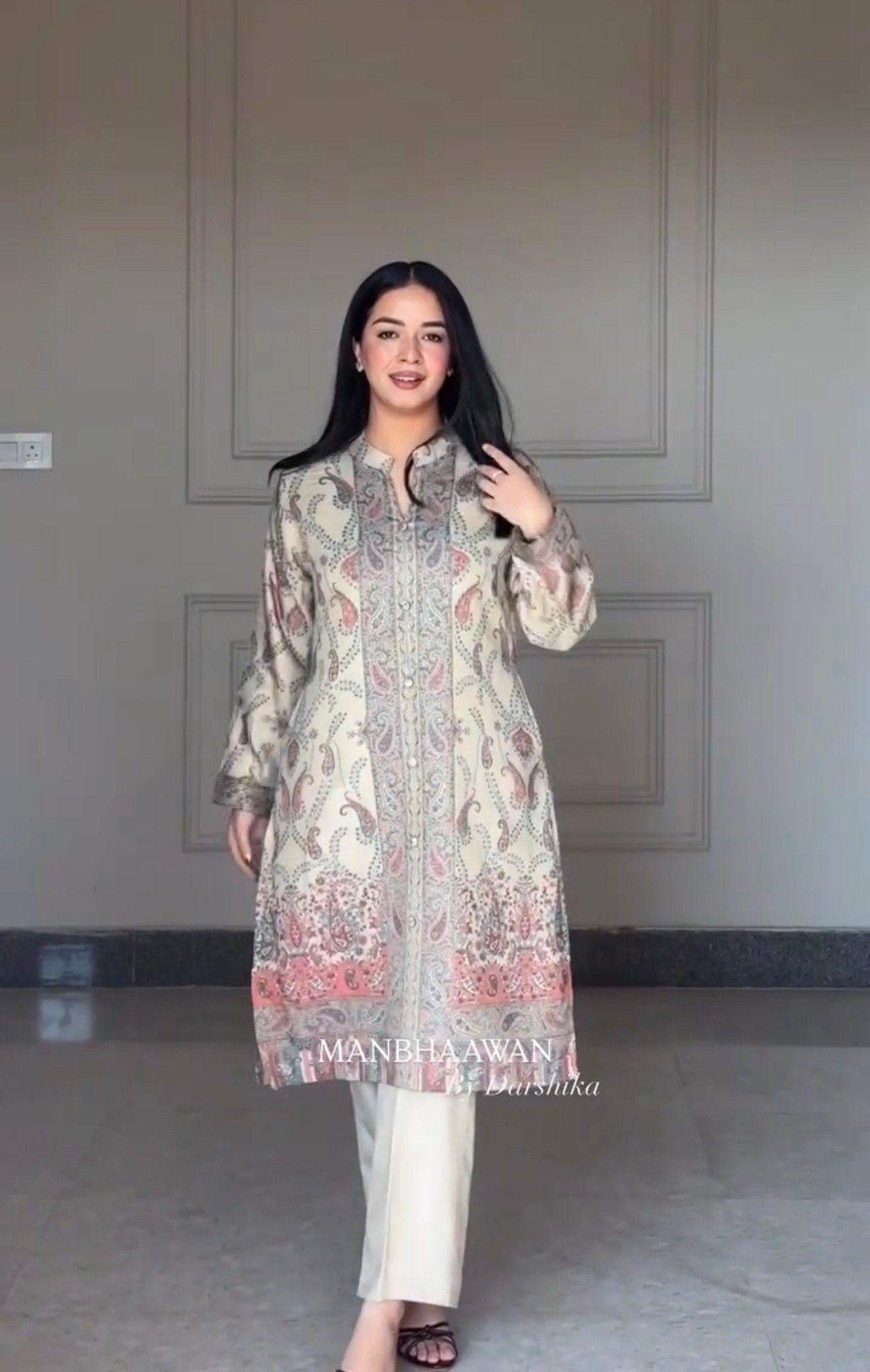 Long 3 Piece Pashmina With Printed Dupatta - Image 3