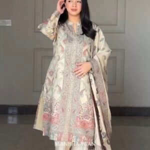 Long 3 Piece Pashmina With Printed Dupatta